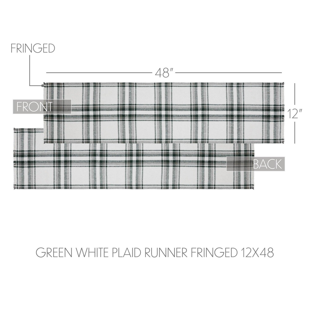 Harper Plaid Green White Runner Fringed 12x48 - The Fox Decor
