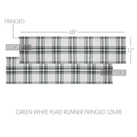 Harper Plaid Green White Runner Fringed 12x48 - The Fox Decor