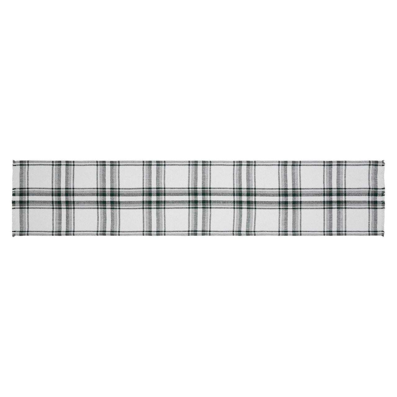 Harper Plaid Green White Runner Fringed 12x60 - The Fox Decor