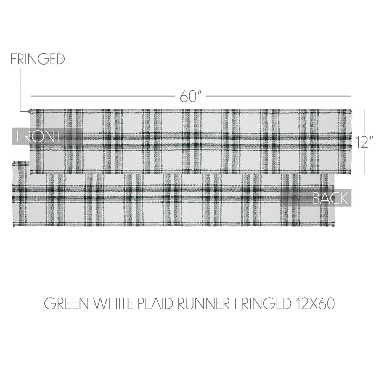 Harper Plaid Green White Runner Fringed 12x60 - The Fox Decor