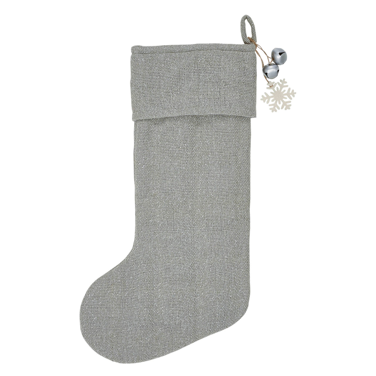 Yuletide Burlap Dove Grey Snowflake Stocking 12x20 - The Fox Decor