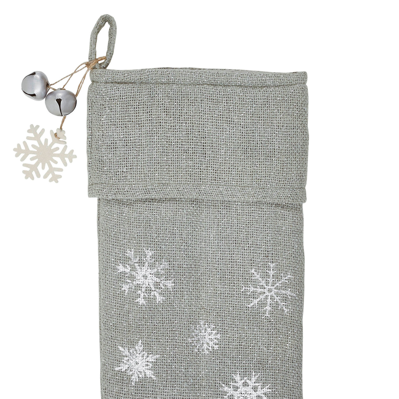 Yuletide Burlap Dove Grey Snowflake Stocking 12x20 - The Fox Decor