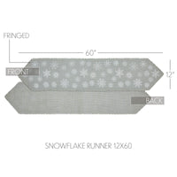Yuletide Burlap Dove Grey Snowflake Runner 12x60 - The Fox Decor