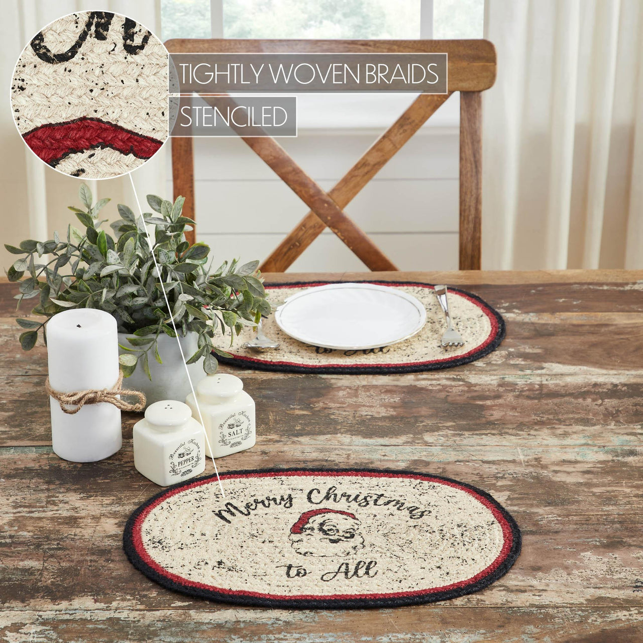 Jolly Ole Santa Jute Oval Placemat 10x15 - The Fox Decor