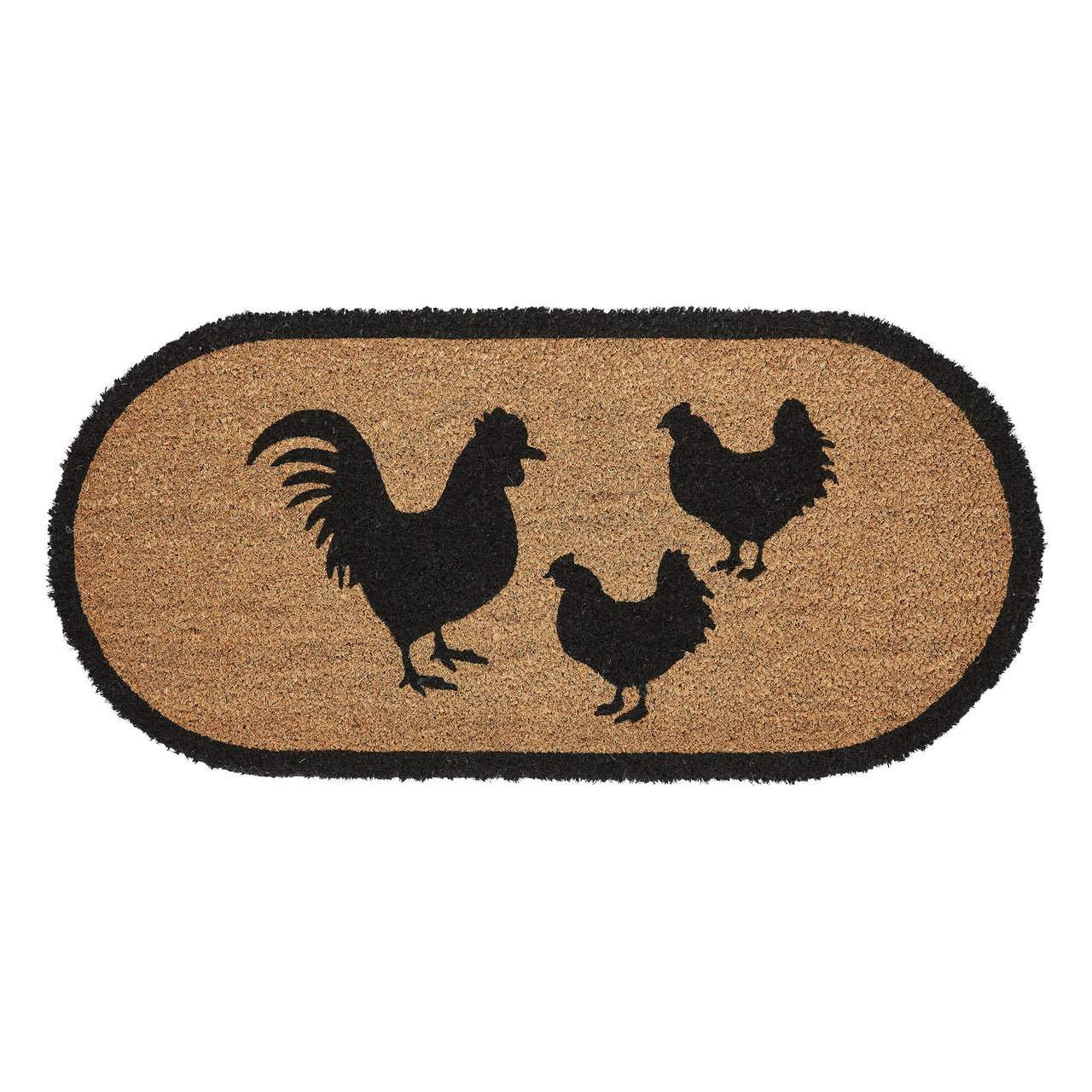 Down Home Rooster & Hens Coir Rug Oval 17x36 - The Fox Decor