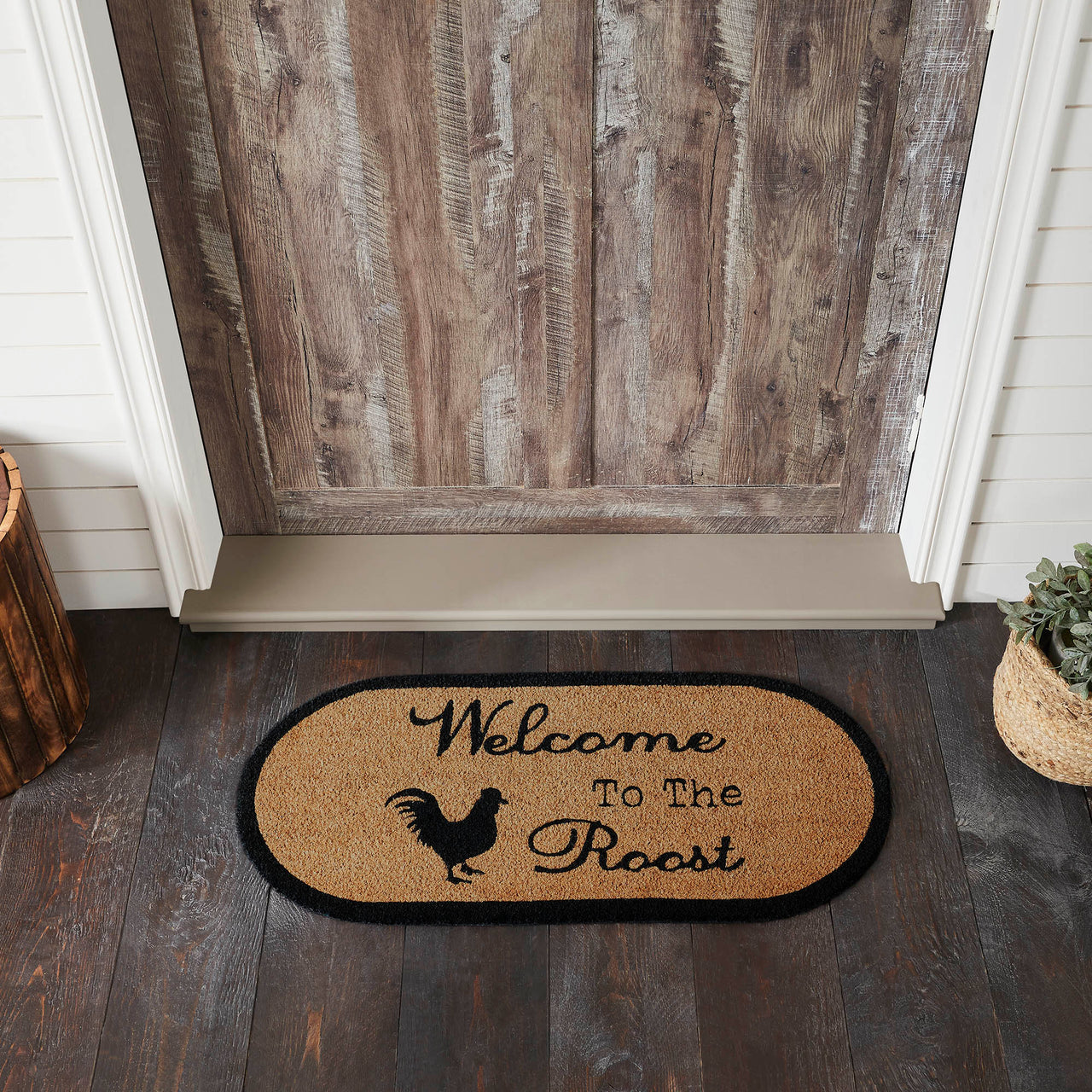 Down Home Welcome to the Roost Coir Rug Oval 17x36 - The Fox Decor