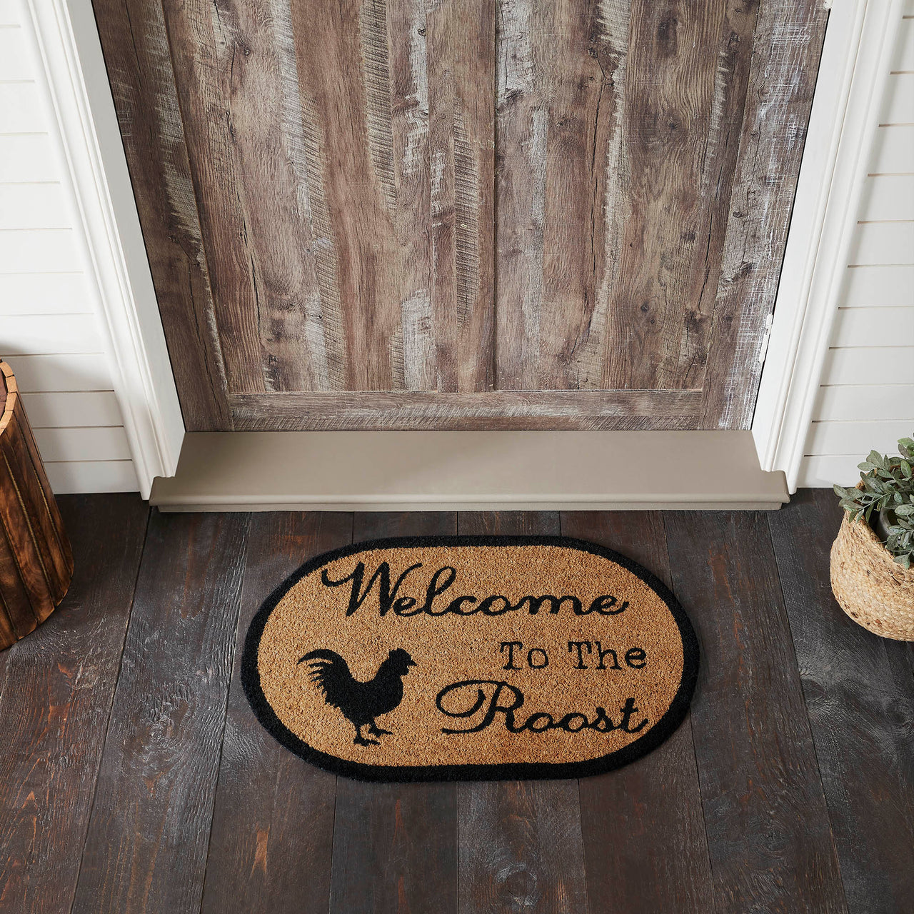 Down Home Welcome to the Roost Coir Rug Oval 20x30 - The Fox Decor