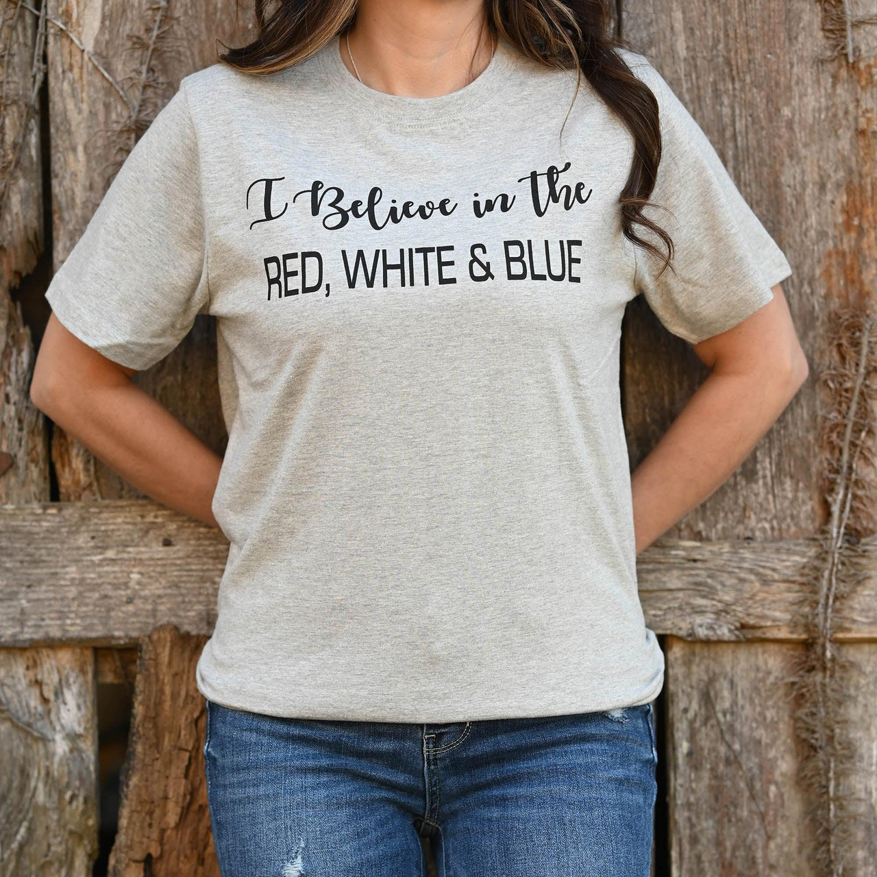 I Believe in the RWB T-Shirt, Light Grey Melange, Medium - The Fox Decor