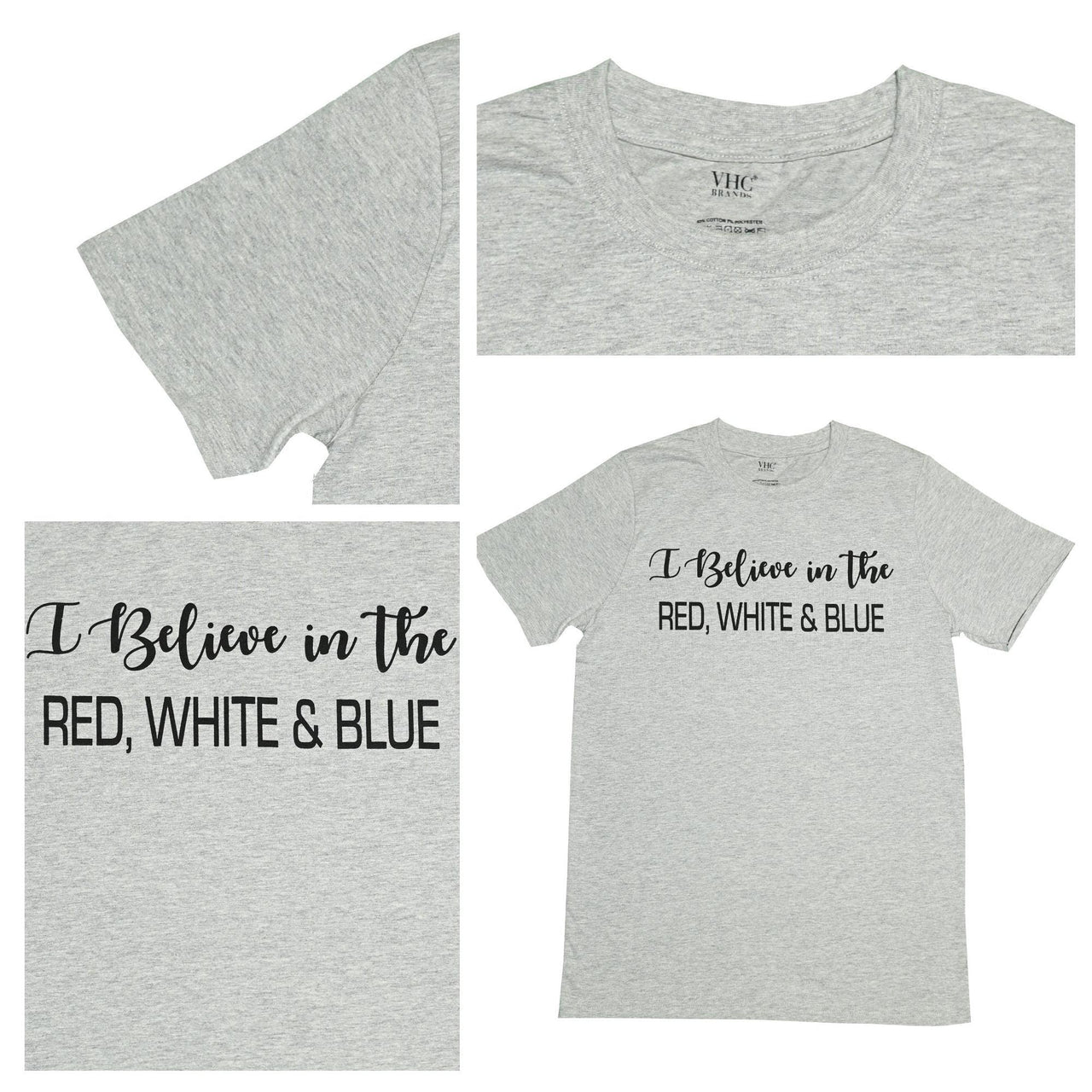 I Believe in the RWB T-Shirt, Light Grey Melange, Medium - The Fox Decor