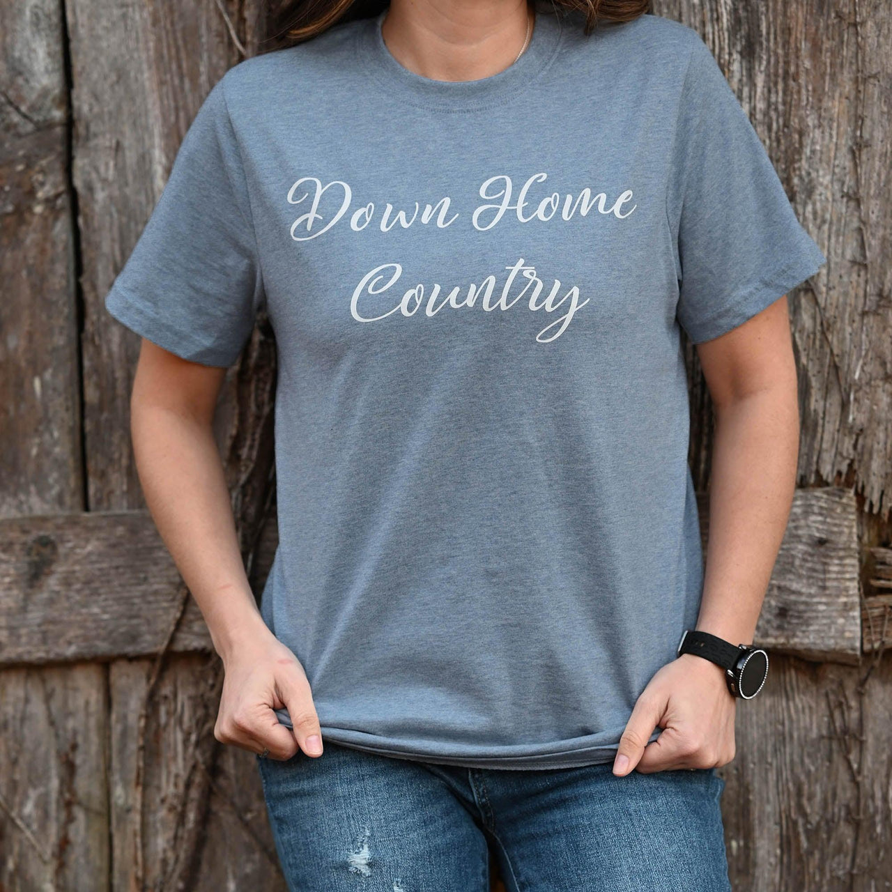 Down Home Country T-Shirt, Light Blue Melange, 2XL - The Fox Decor