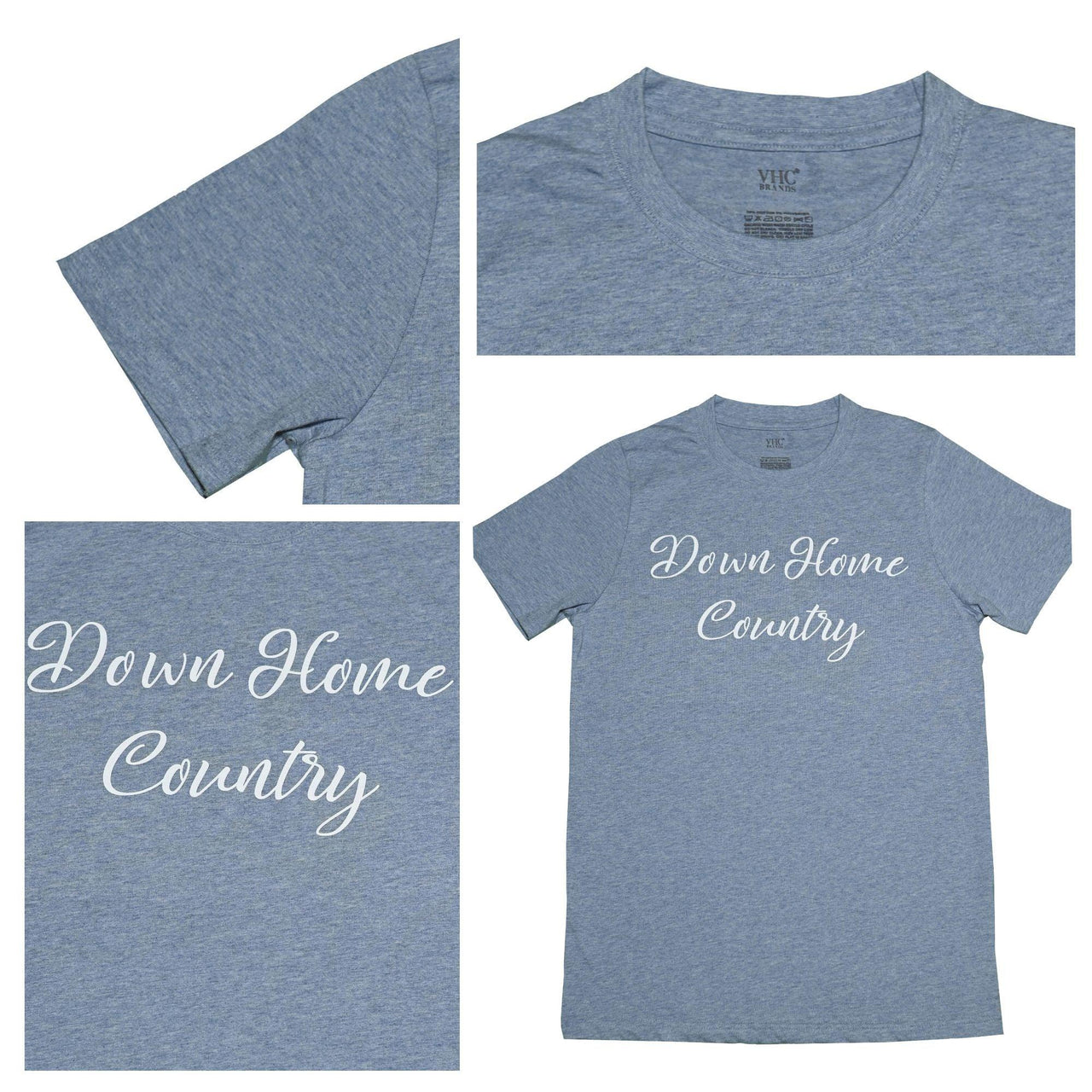 Down Home Country T-Shirt, Light Blue Melange, 2XL - The Fox Decor