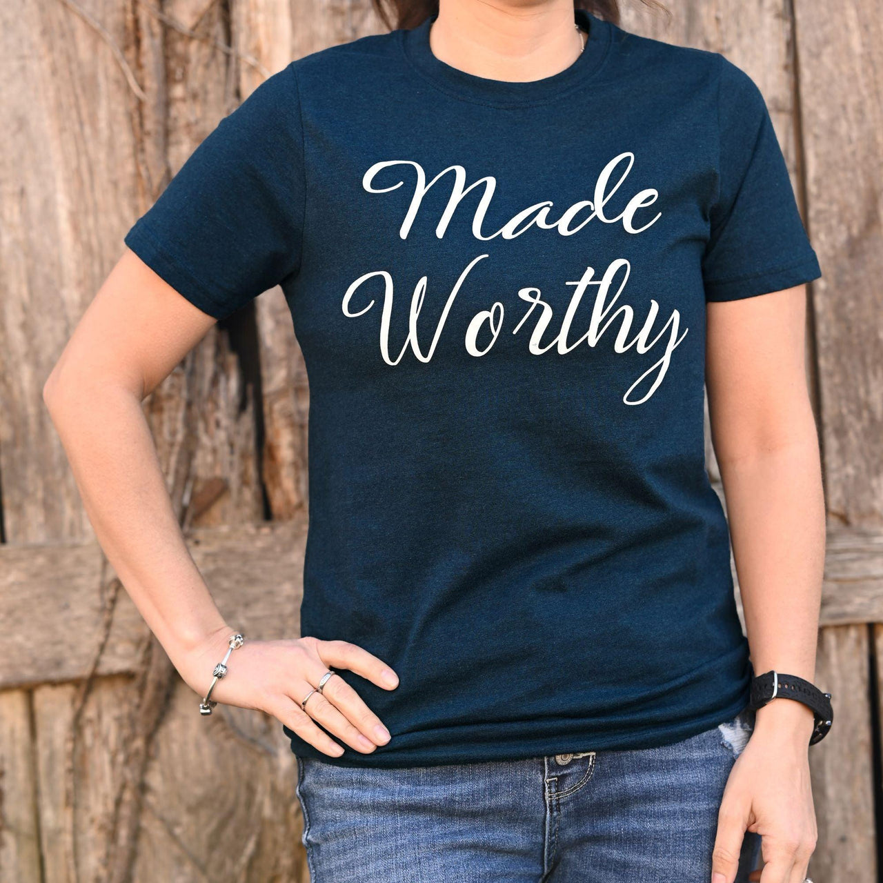 Made Worthy T-Shirt, Navy Melange, Medium - The Fox Decor