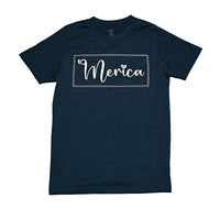 Merica T-Shirt, Navy Melange, Medium - The Fox Decor