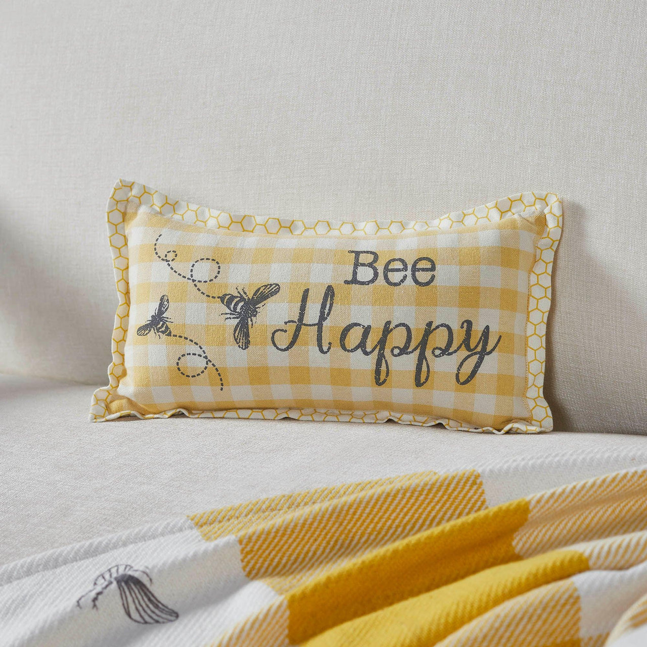Buzzy Bees Bee Happy Pillow 7x13 - The Fox Decor