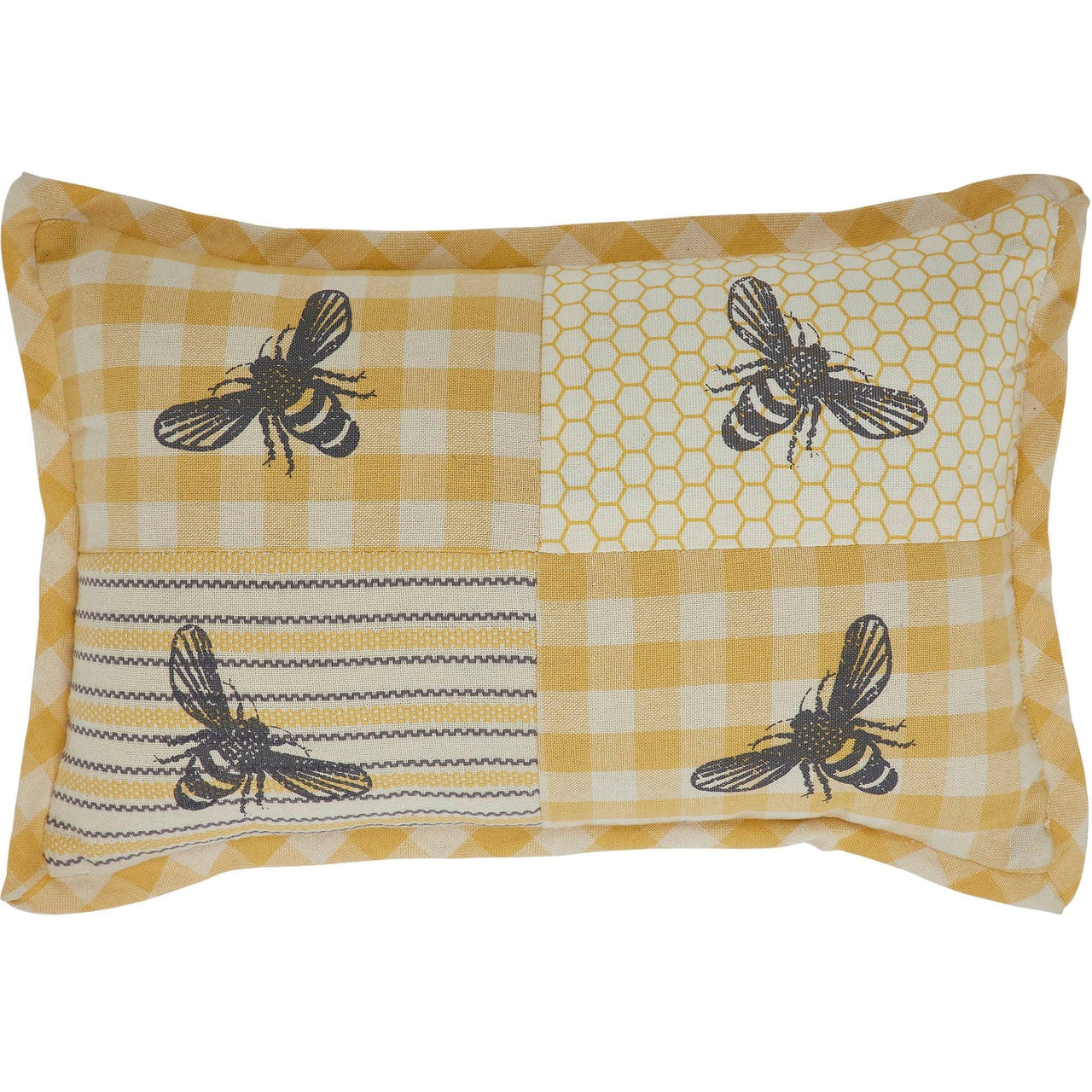 Buzzy Bees Patchwork Bee Pillow 9.5x14 - The Fox Decor