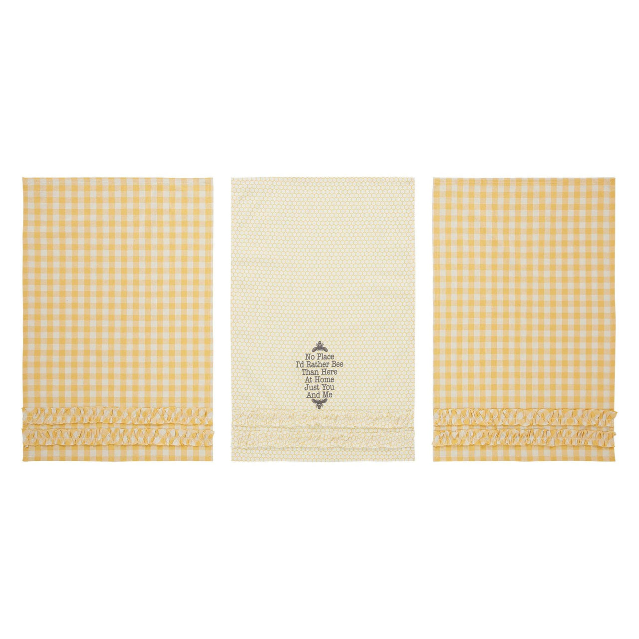 Buzzy Bees Ruffled Tea Towel Set of 3 19x28 - The Fox Decor