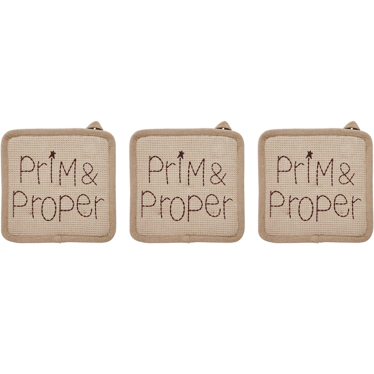 Connell Prim & Proper Pot Holder Set of 3 8x8 - The Fox Decor