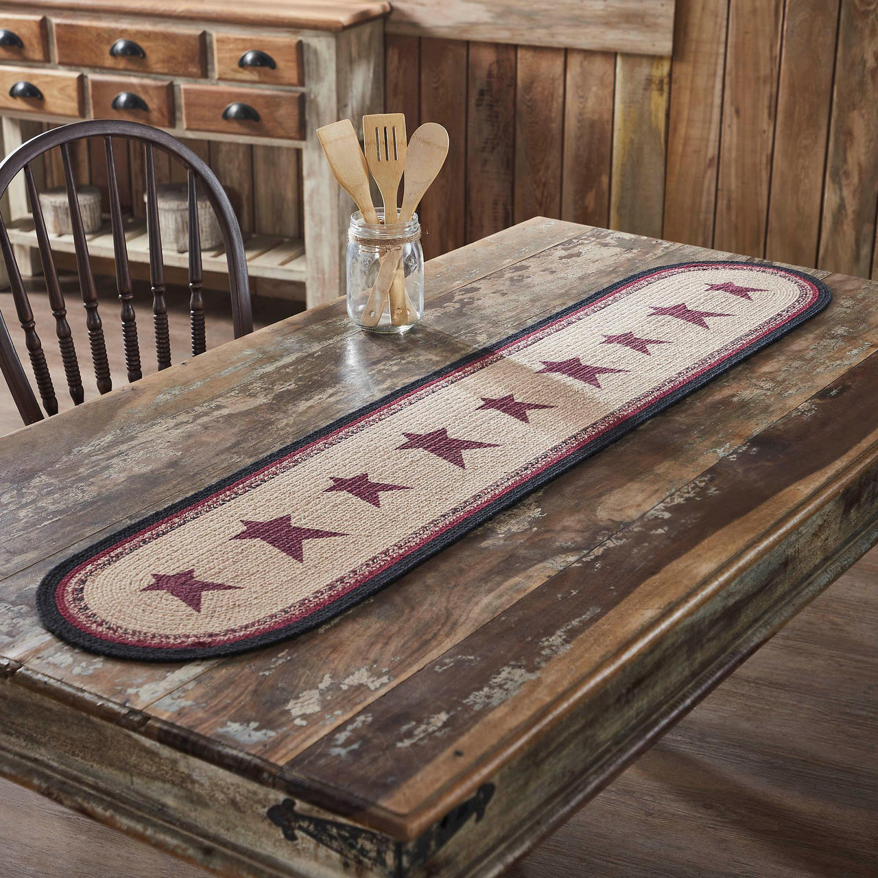 Connell Oval Runner Stencil Stars 12x60 - The Fox Decor