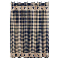 Thumbnail for Allegiance Navy & Tan Check Shower Curtain 72x72 - The Fox Decor