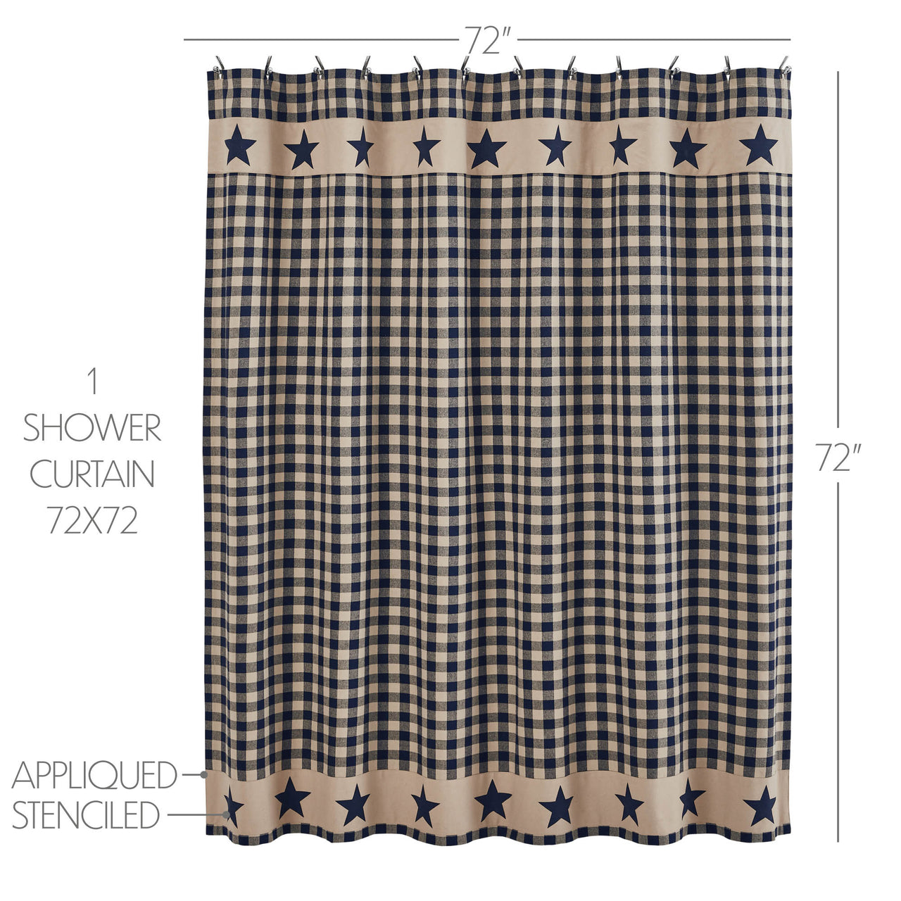 Allegiance Navy & Tan Check Shower Curtain 72x72 - The Fox Decor