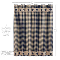 Thumbnail for Allegiance Navy & Tan Check Shower Curtain 72x72 - The Fox Decor