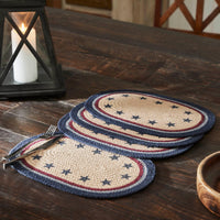 My Country Oval Placemat Stencil Stars Set of 4 10x15 - The Fox Decor