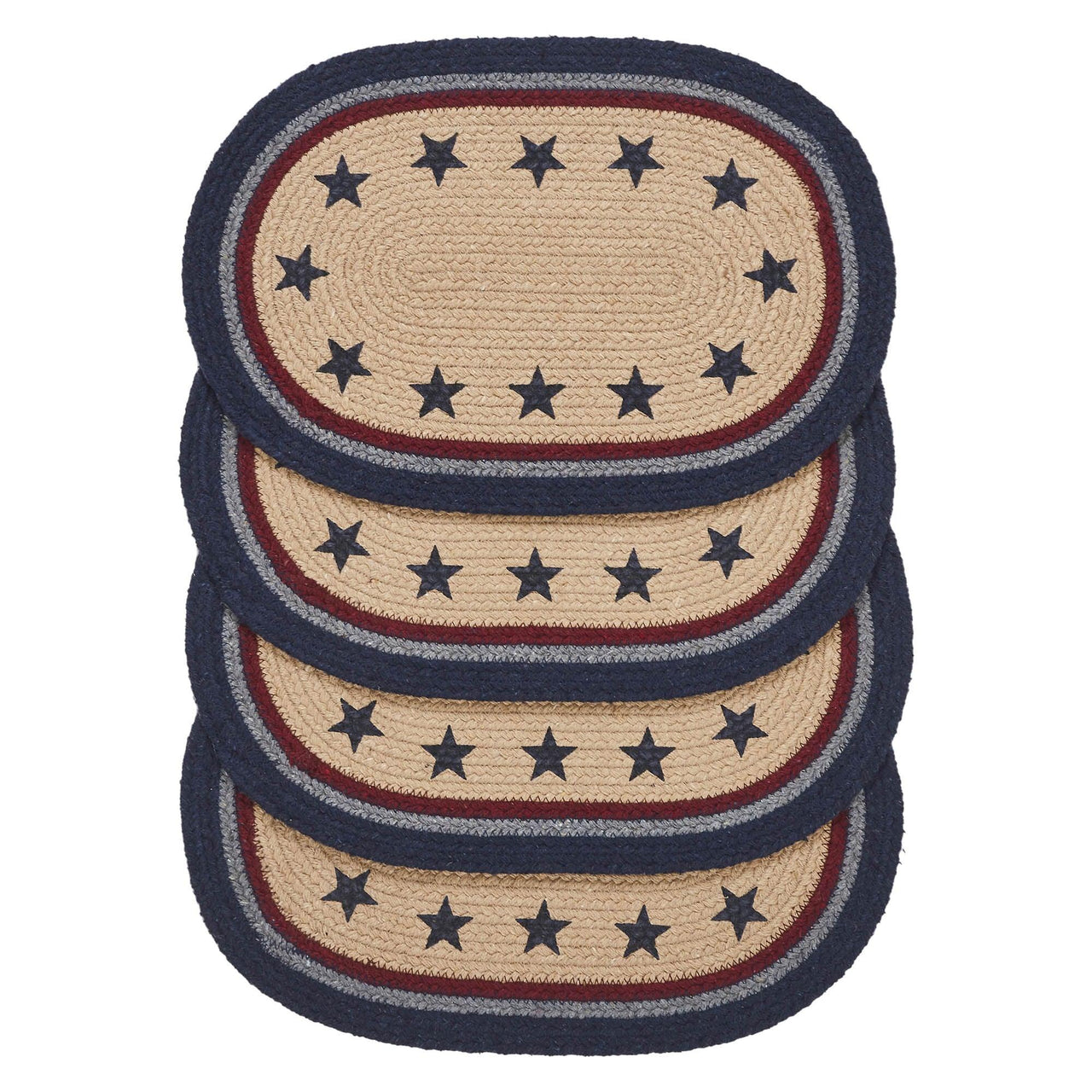 My Country Oval Placemat Stencil Stars Set of 4 10x15 - The Fox Decor