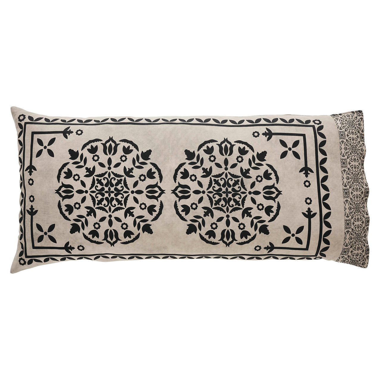 Custom House Black Tan Jacquard King Pillow Case Set of 2 21x40+4 - The Fox Decor