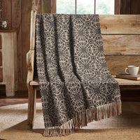 Thumbnail for Custom House Black Tan Jacquard Woven Throw 50x60