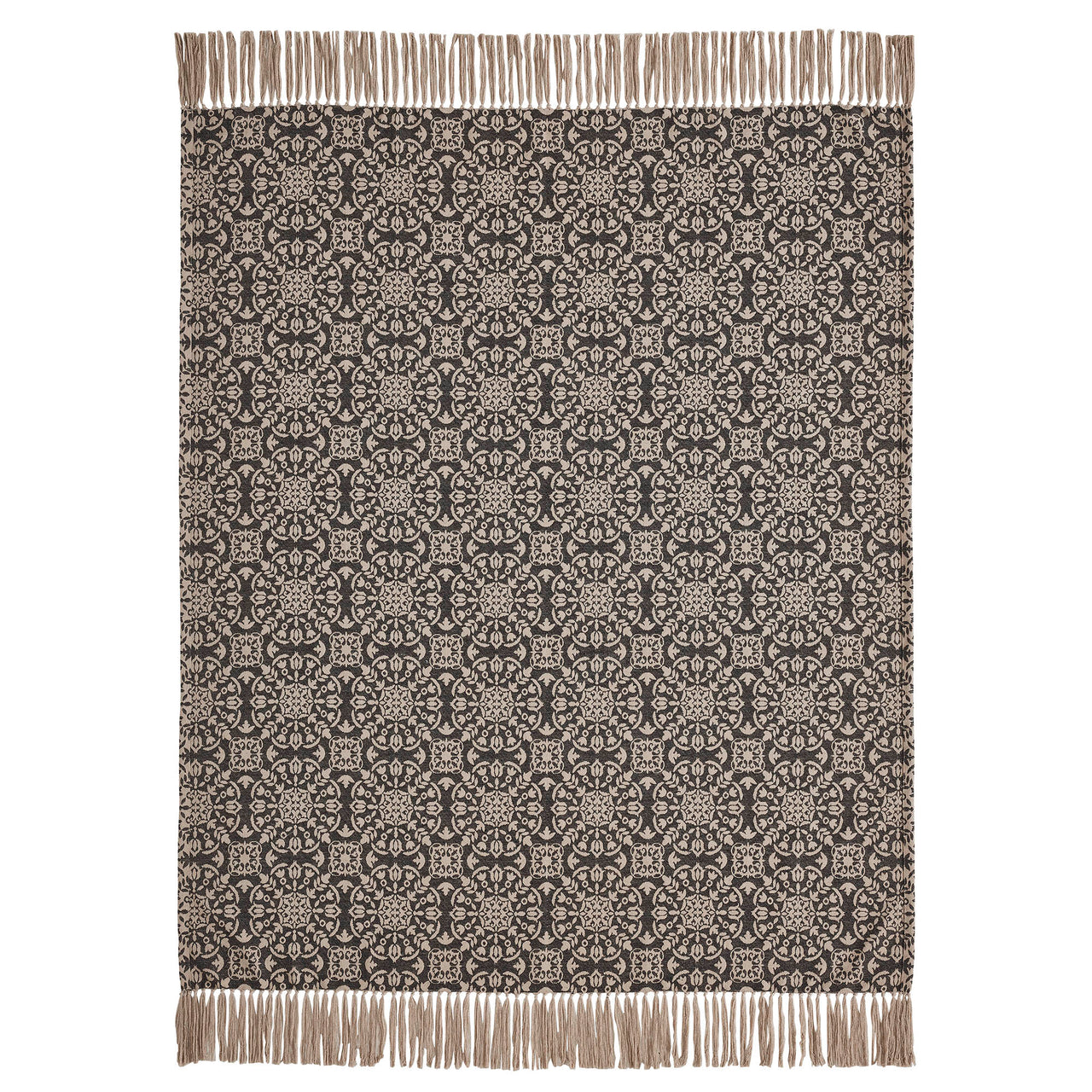 Custom House Black Tan Jacquard Woven Throw 50x60