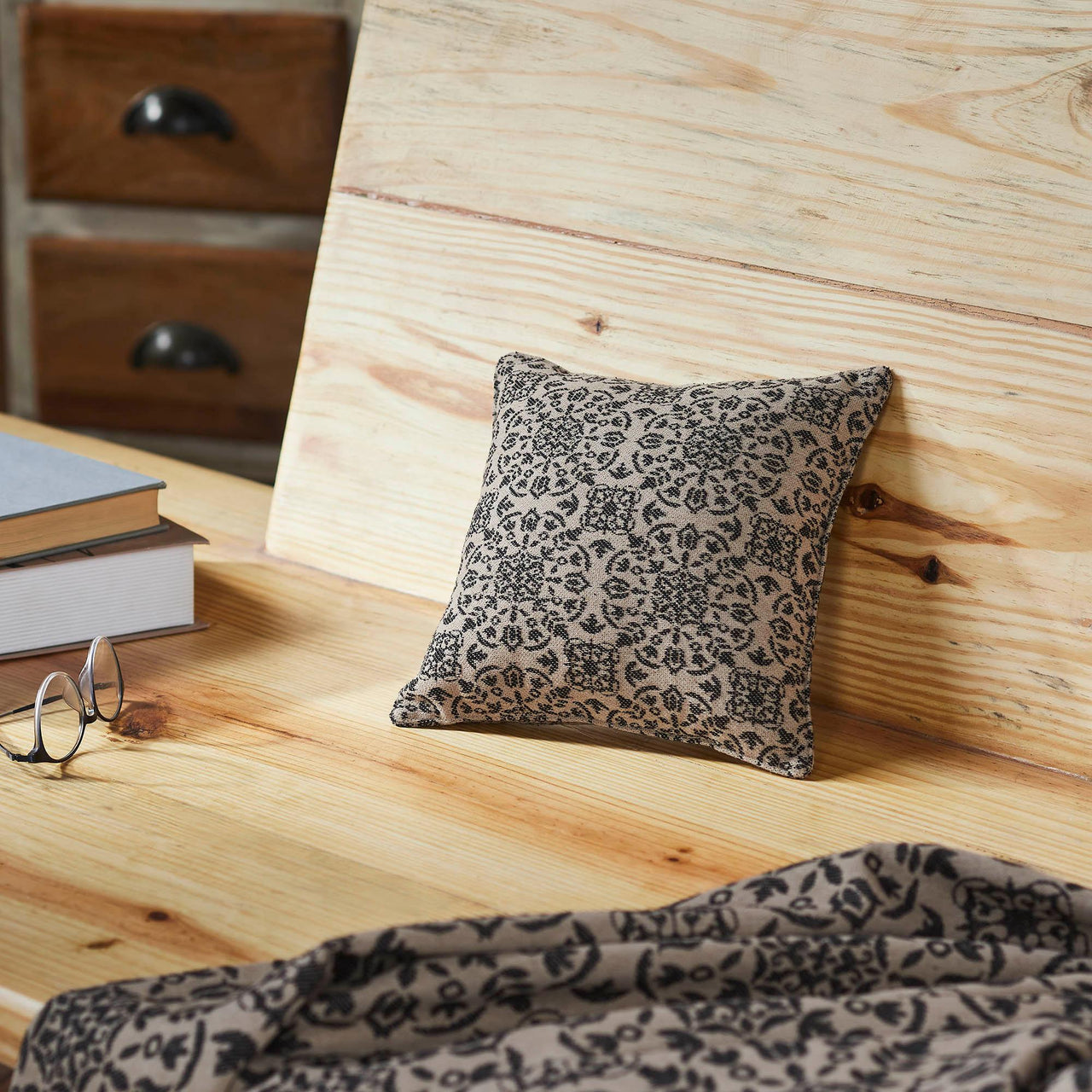 Custom House Black Tan Jacquard Pillow 9x9 - The Fox Decor