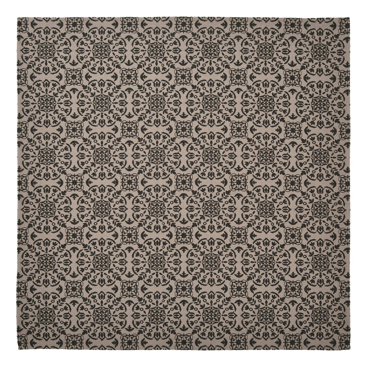 Custom House Black Tan Jacquard Table Topper 42x42 - The Fox Decor