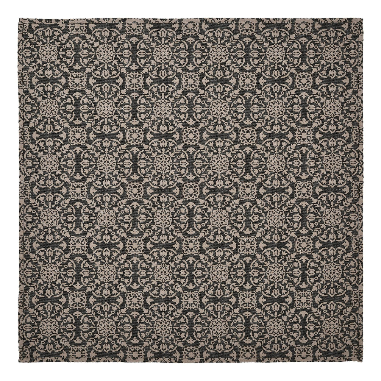 Custom House Black Tan Jacquard Table Topper 42x42 - The Fox Decor