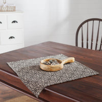 Custom House Black Tan Jacquard Table Topper 20x20 - The Fox Decor