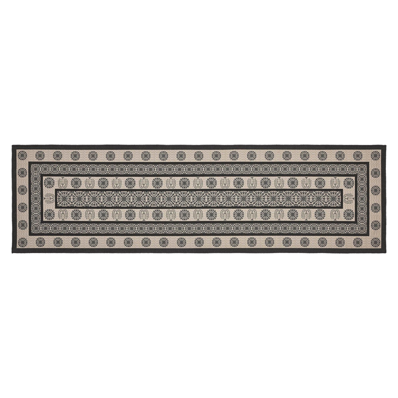 Custom House Black Tan Jacquard Polyester Rug/Runner Rect 22x78 - The Fox Decor