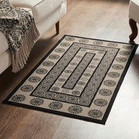 Custom House Black Tan Jacquard Polyester Rug Rect 27x48 - The Fox Decor