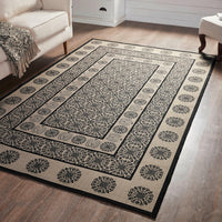 Custom House Black Tan Jacquard Polyester Rug Rect 60x96 - The Fox Decor