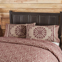 Custom House Burgundy Tan Jacquard Standard Pillow Case Set of 2 21x30+4 - The Fox Decor