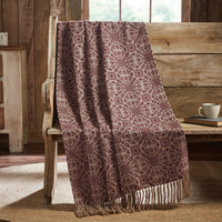 Thumbnail for Custom House Burgundy Tan Jacquard Woven Throw 50x60 - The Fox Decor