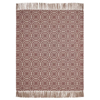 Thumbnail for Custom House Burgundy Tan Jacquard Woven Throw 50x60 - The Fox Decor