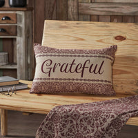 Custom House Burgundy Tan Jacquard Grateful Pillow 14x22 - The Fox Decor