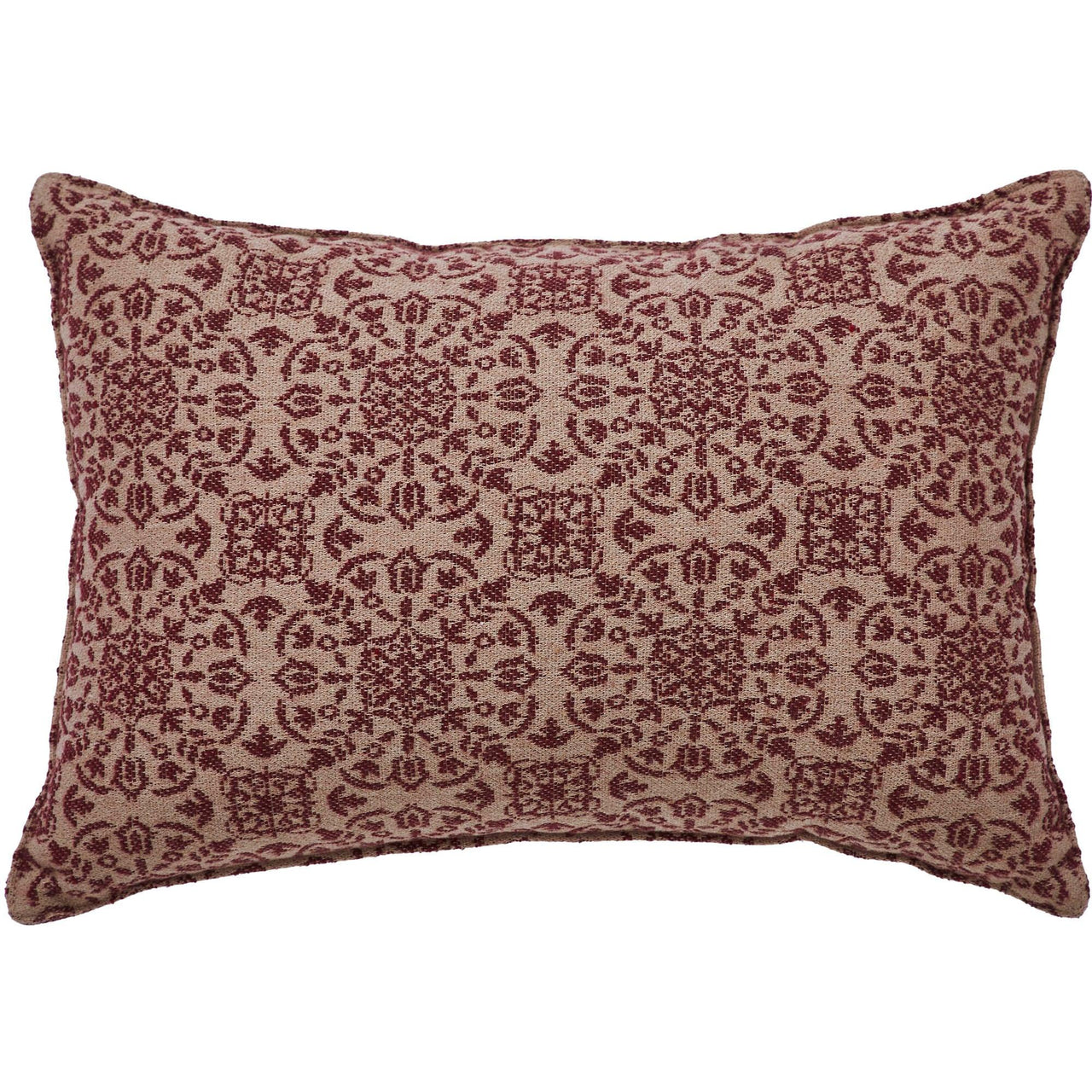 Custom House Burgundy Tan Jacquard Pillow 9.5x14 - The Fox Decor