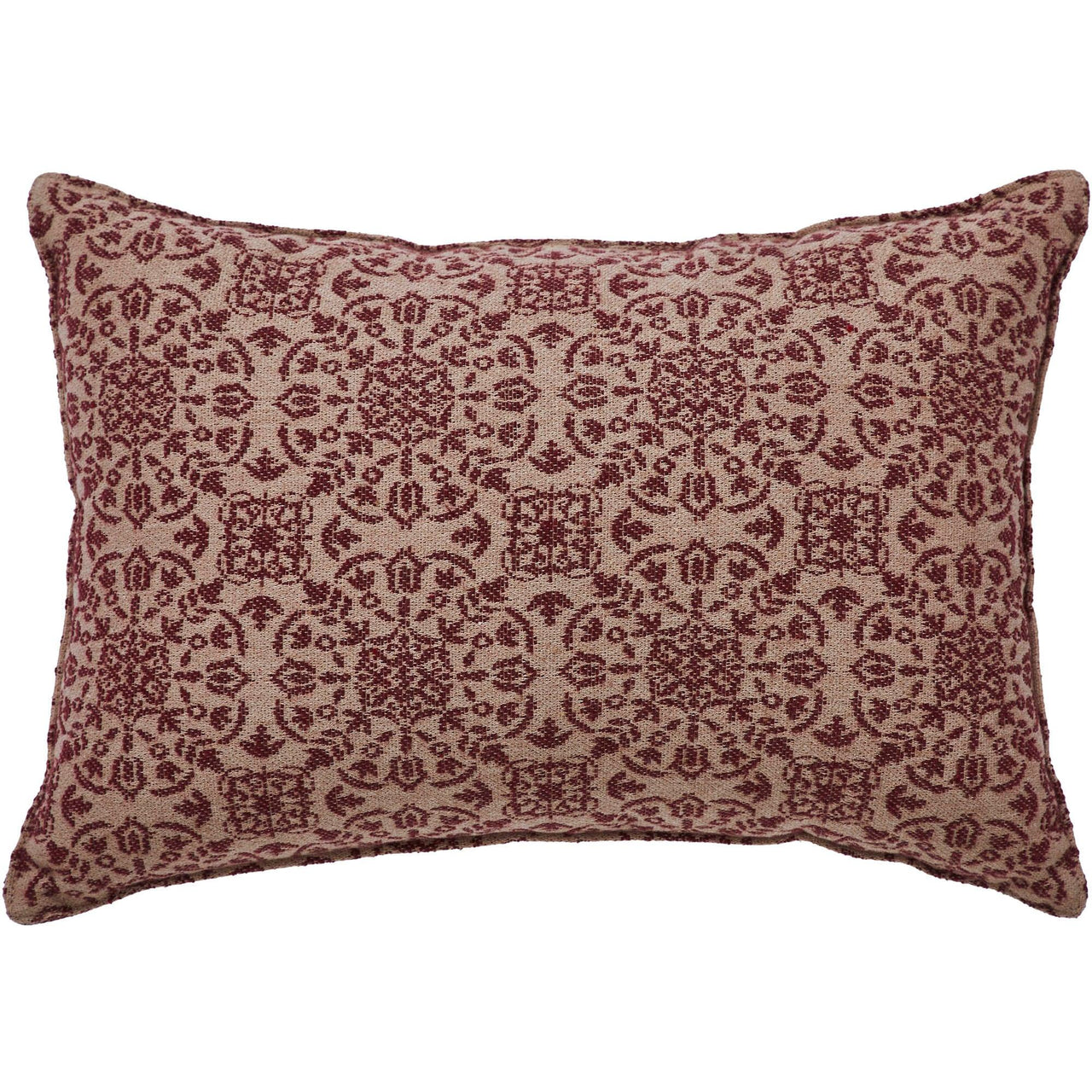 Custom House Burgundy Tan Jacquard Pillow 9.5x14 - The Fox Decor