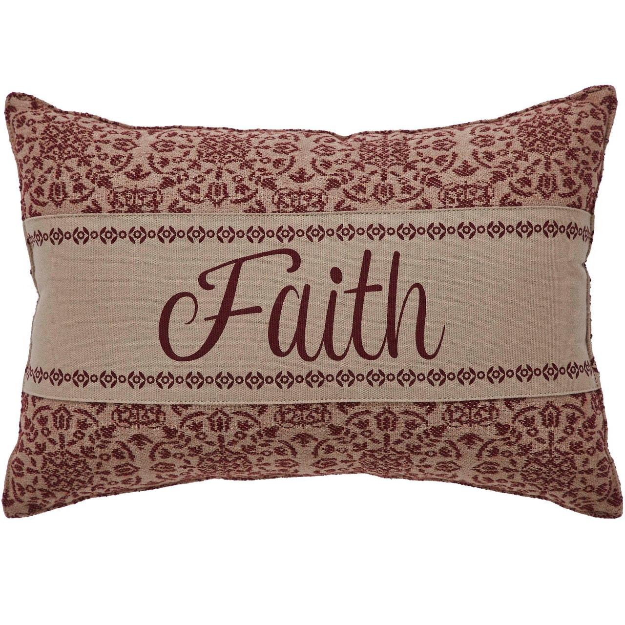 Custom House Burgundy Tan Jacquard Faith Pillow 9.5x14 - The Fox Decor