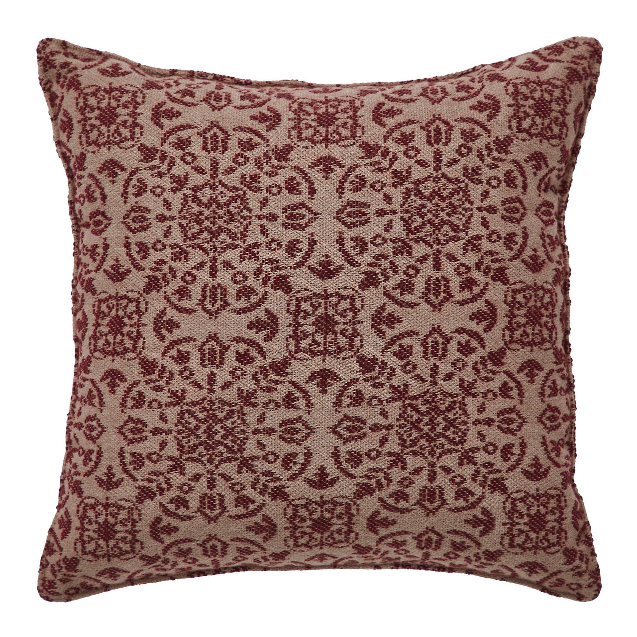 Custom House Burgundy Tan Jacquard Pillow 9x9 - The Fox Decor