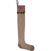 Custom House Burgundy Tan Jacquard Prim Stocking 7x19 VHC Brands - The Fox Decor