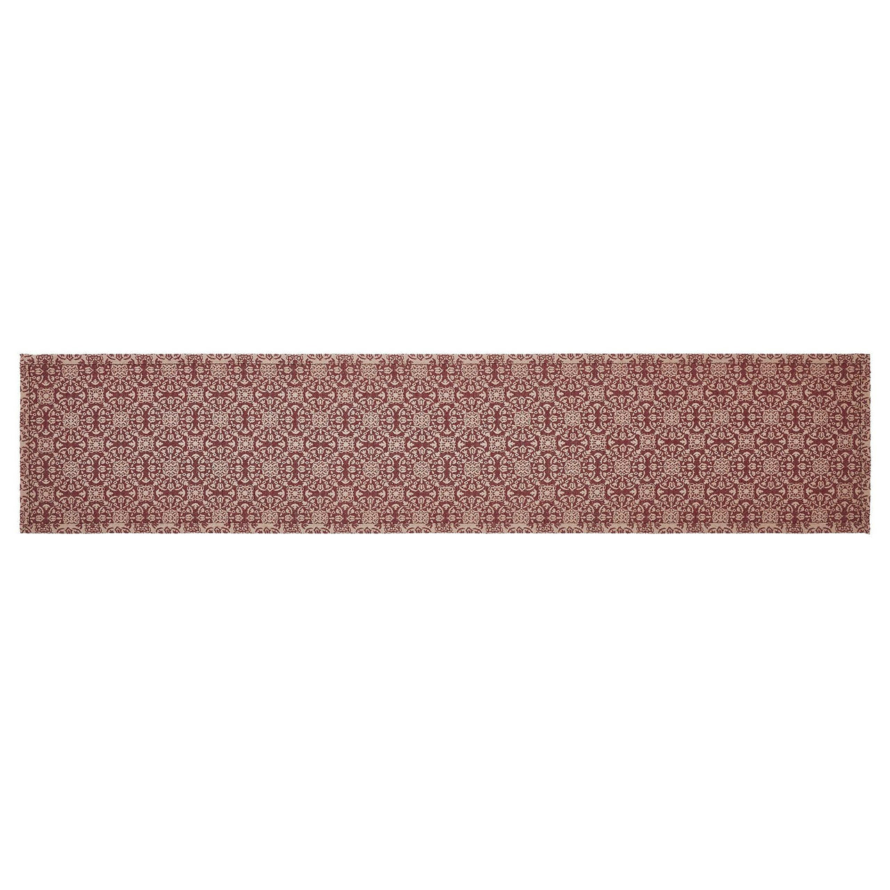 Custom House Burgundy Tan Jacquard Runner 12x60 - The Fox Decor