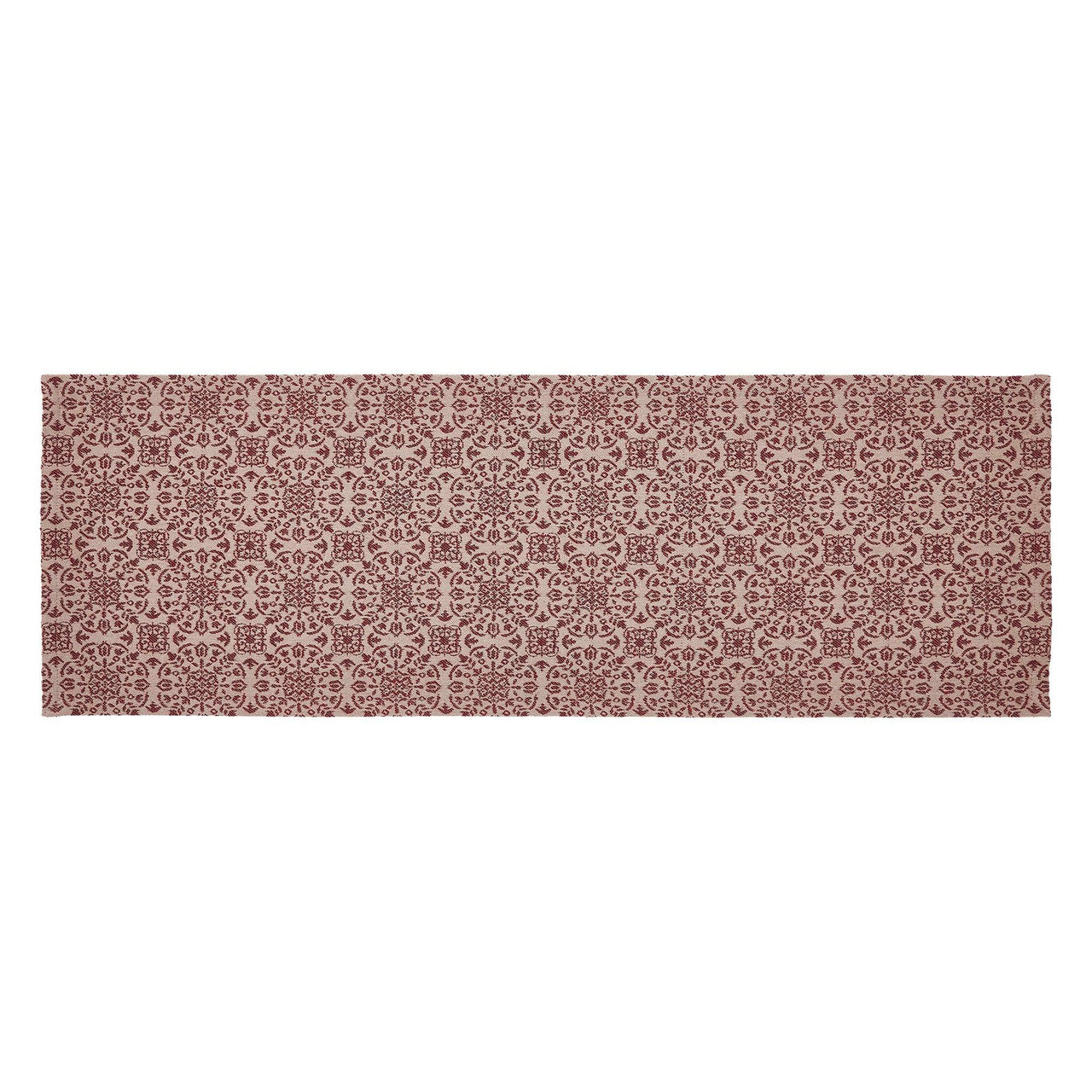 Custom House Burgundy Tan Jacquard Runner 12x36 - The Fox Decor