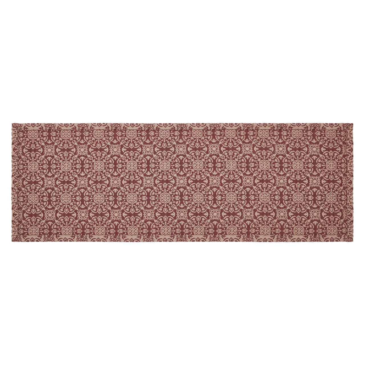 Custom House Burgundy Tan Jacquard Runner 12x36 - The Fox Decor