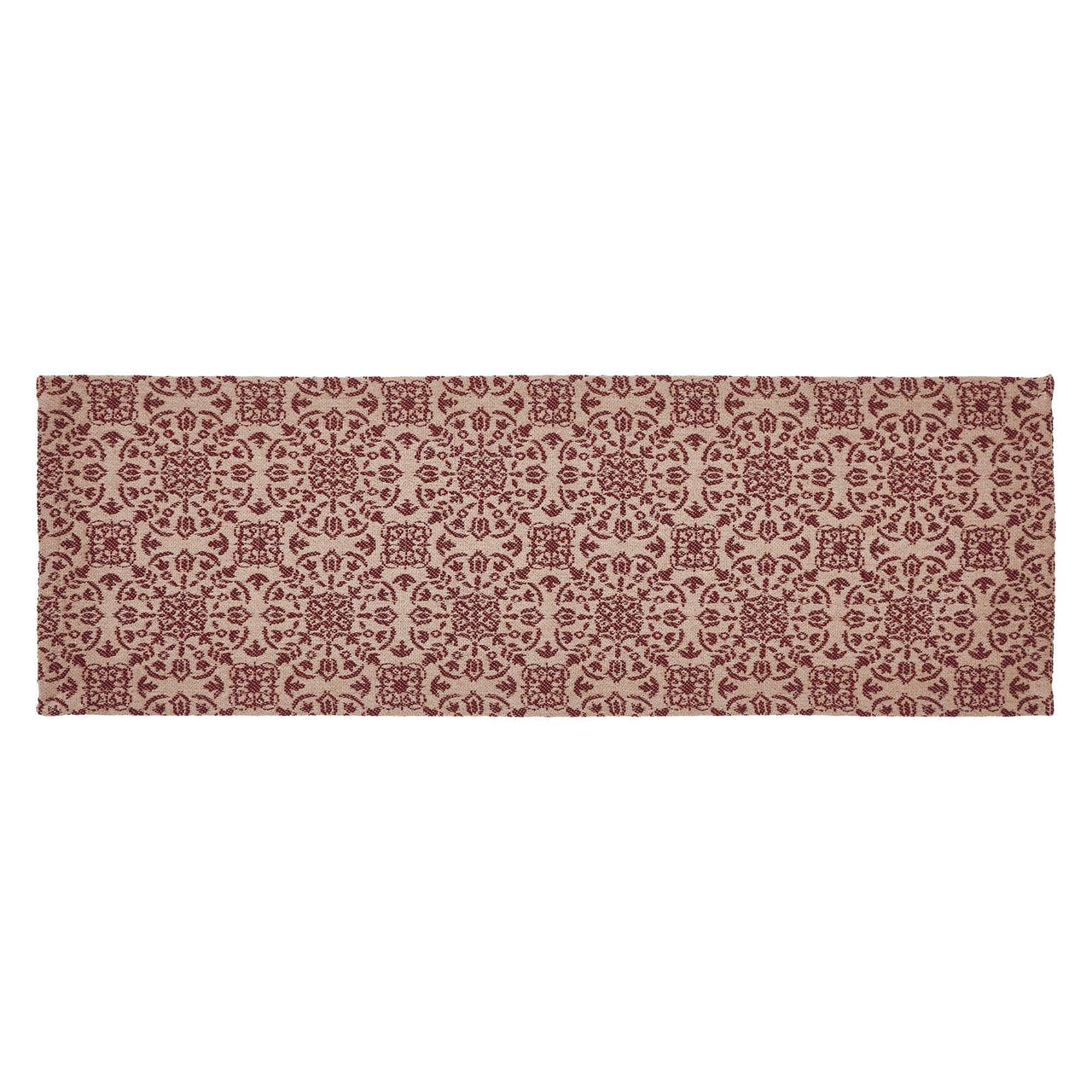 Custom House Burgundy Tan Jacquard Runner 8x24 - The Fox Decor